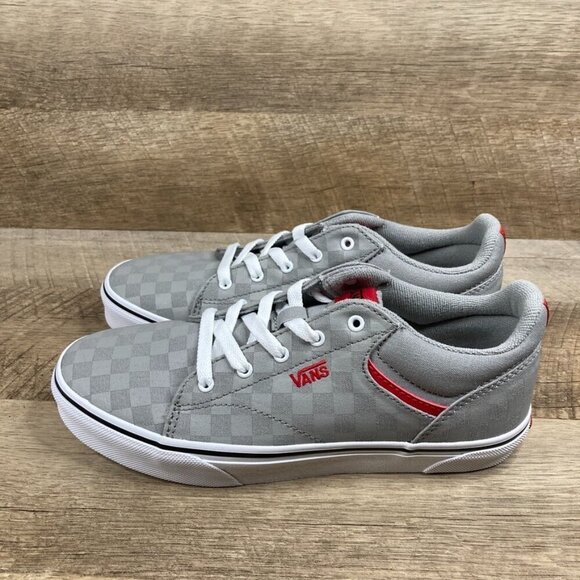 VANS Seldan Checkerboard Grey Red Skate Shoes Youth/Men's Sz 5.5 Women Sz 7 NEW - Picture 4 of 9